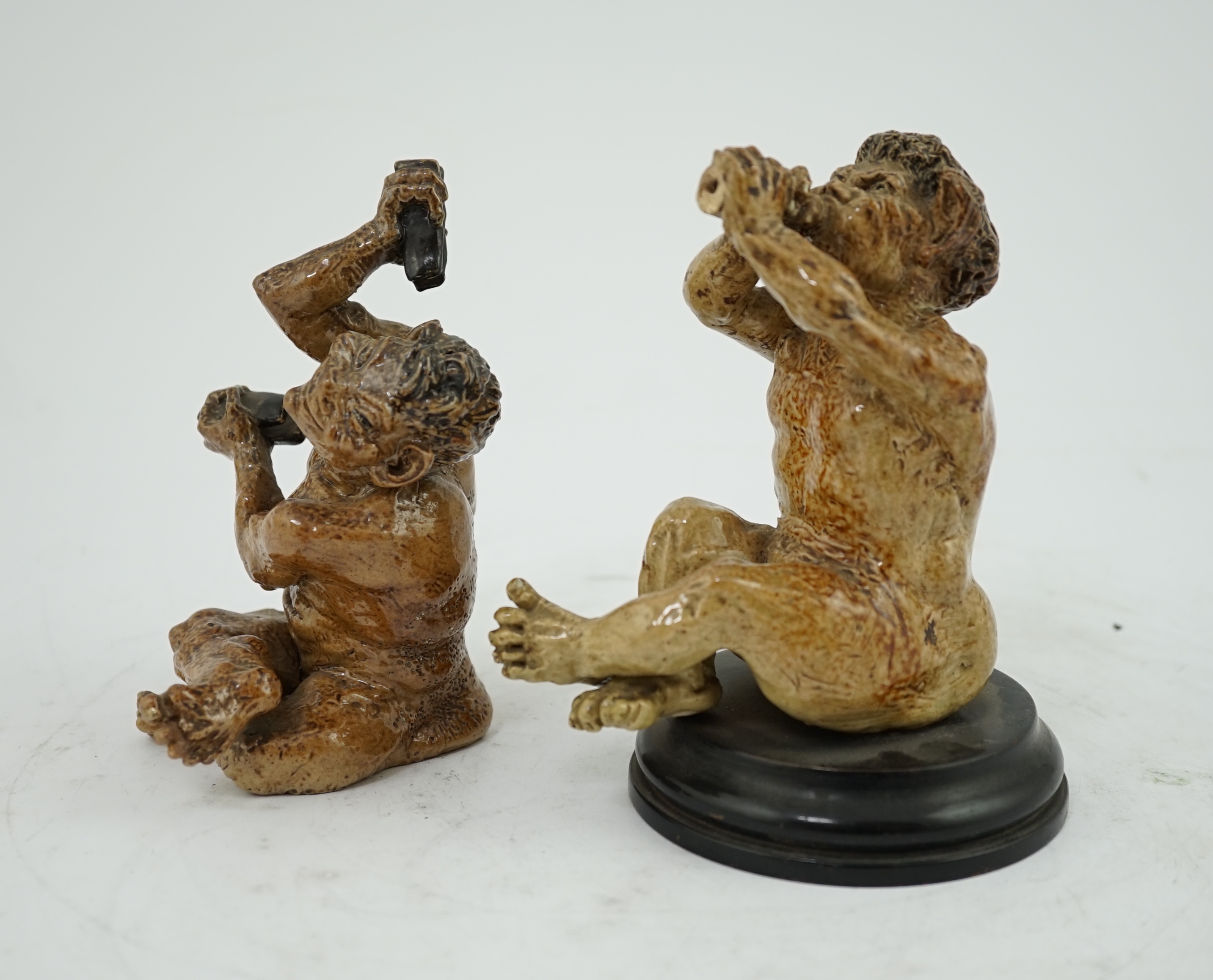 Two Martin Brothers stoneware grotesque musician imp figures, late 19th/early 20th century